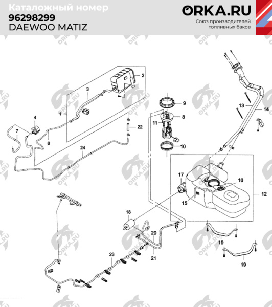 Купить Пластиковый топливный бак Daewoo Matiz, 1997-2015 г.в. (BP) -  35 л. Пластиковый топливный бак Daewoo Matiz, 1997-2015 г.в. (BP) -  35 л.