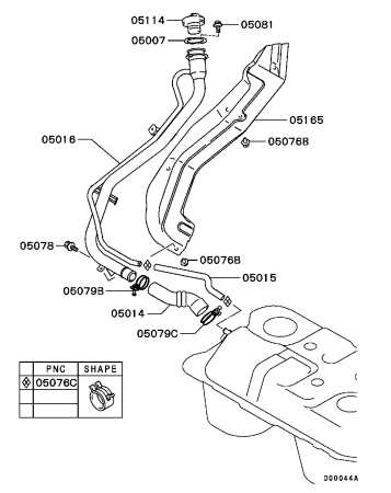 Горловина топливного бака Mitsubishi PAJERO/IO/PININ H71-77W 98-07 (5D)
